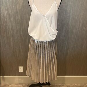 Zara metallic pleated midi skirt